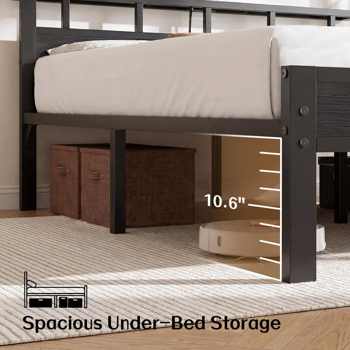 Full Size Bed Frame with Charging Station and LED G48389