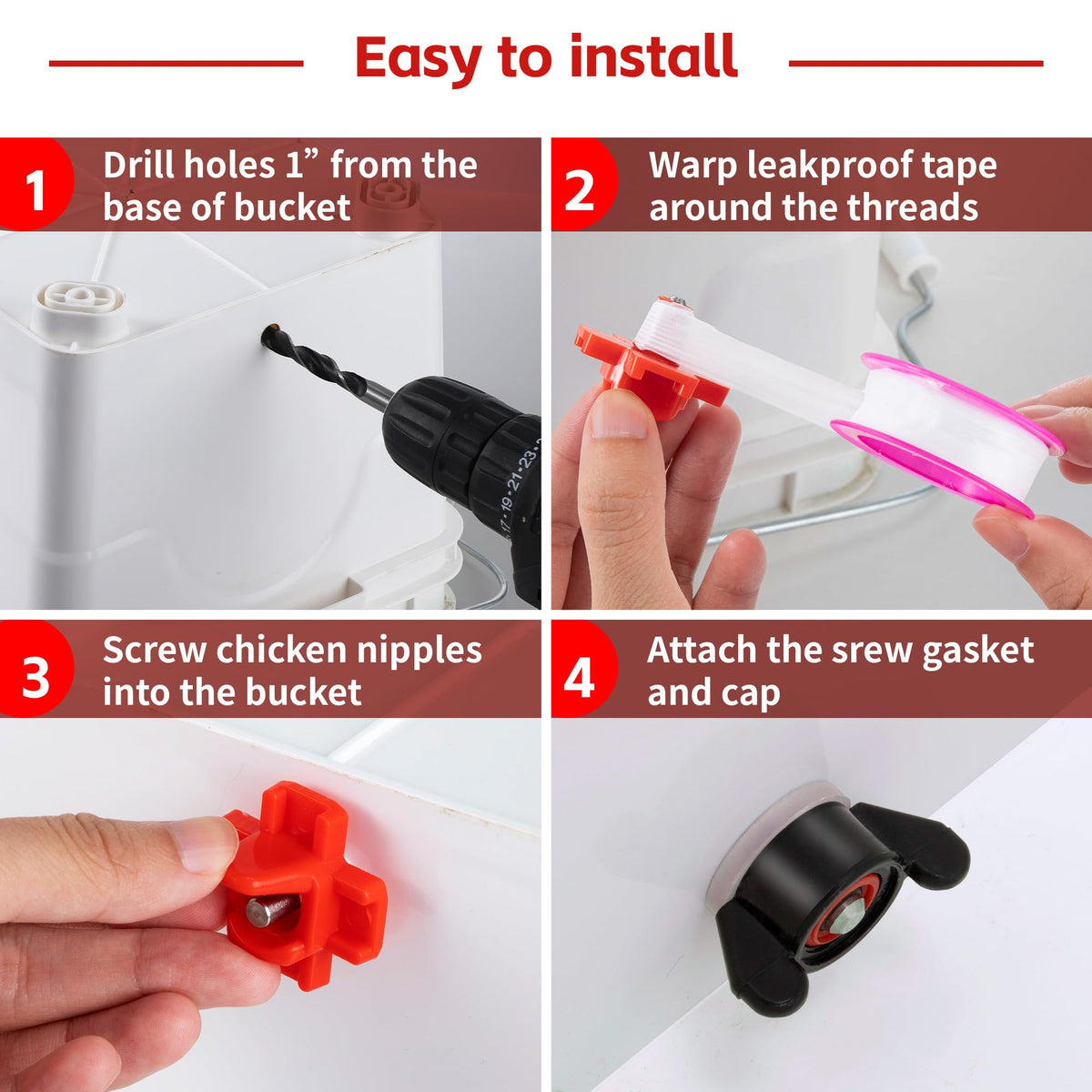 12 Pcs Horizontal Chicken Waterer Nipples with Drill Bit Q9544