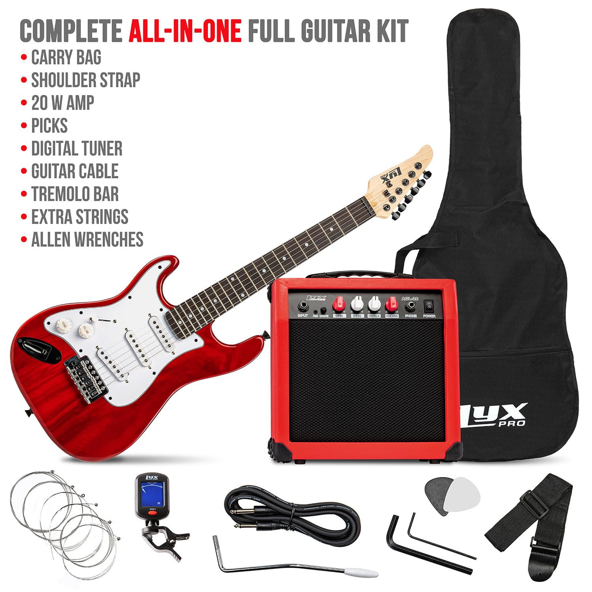 Left Hand 36 Inch 3/4 Size Electric Guitar Kit Red V6135