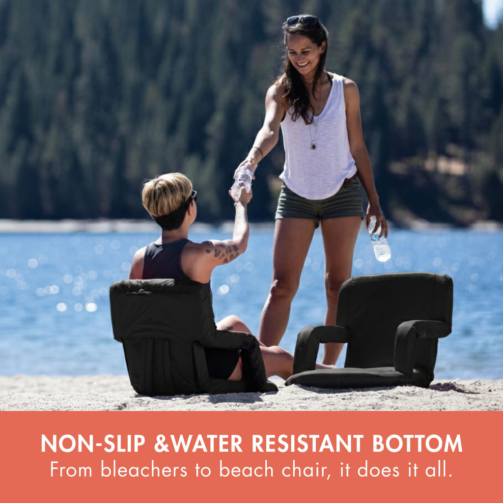 Portable Reclining Folding Stadium Seat with Back Support, Black D270697