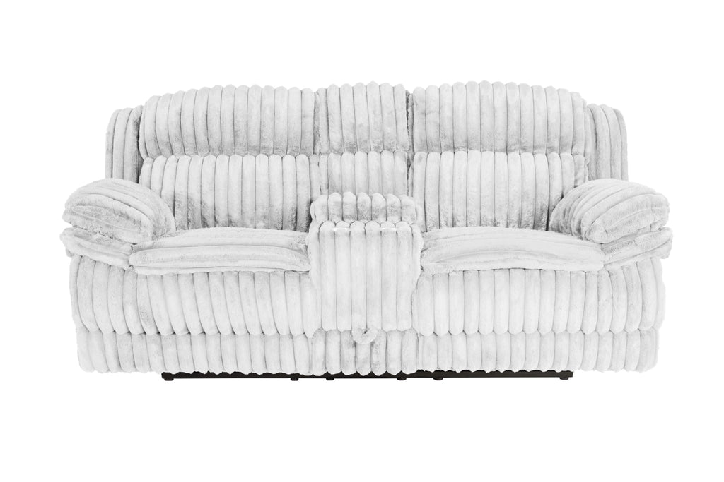 Light Gray Corduroy Loveseat Recliner with Console Drawer C59528
