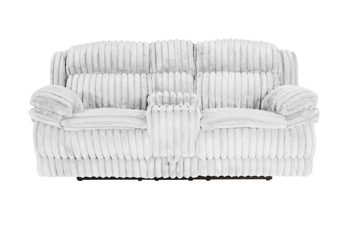 Light Gray Corduroy Loveseat Recliner with Console Drawer C59528