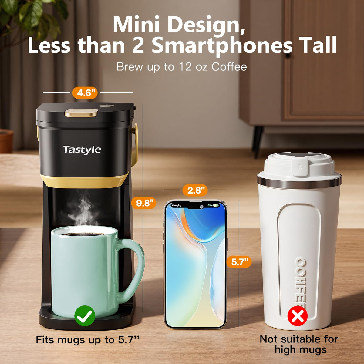 Mini Single Serve Coffee Maker with 30 Descaler Tablets W377248