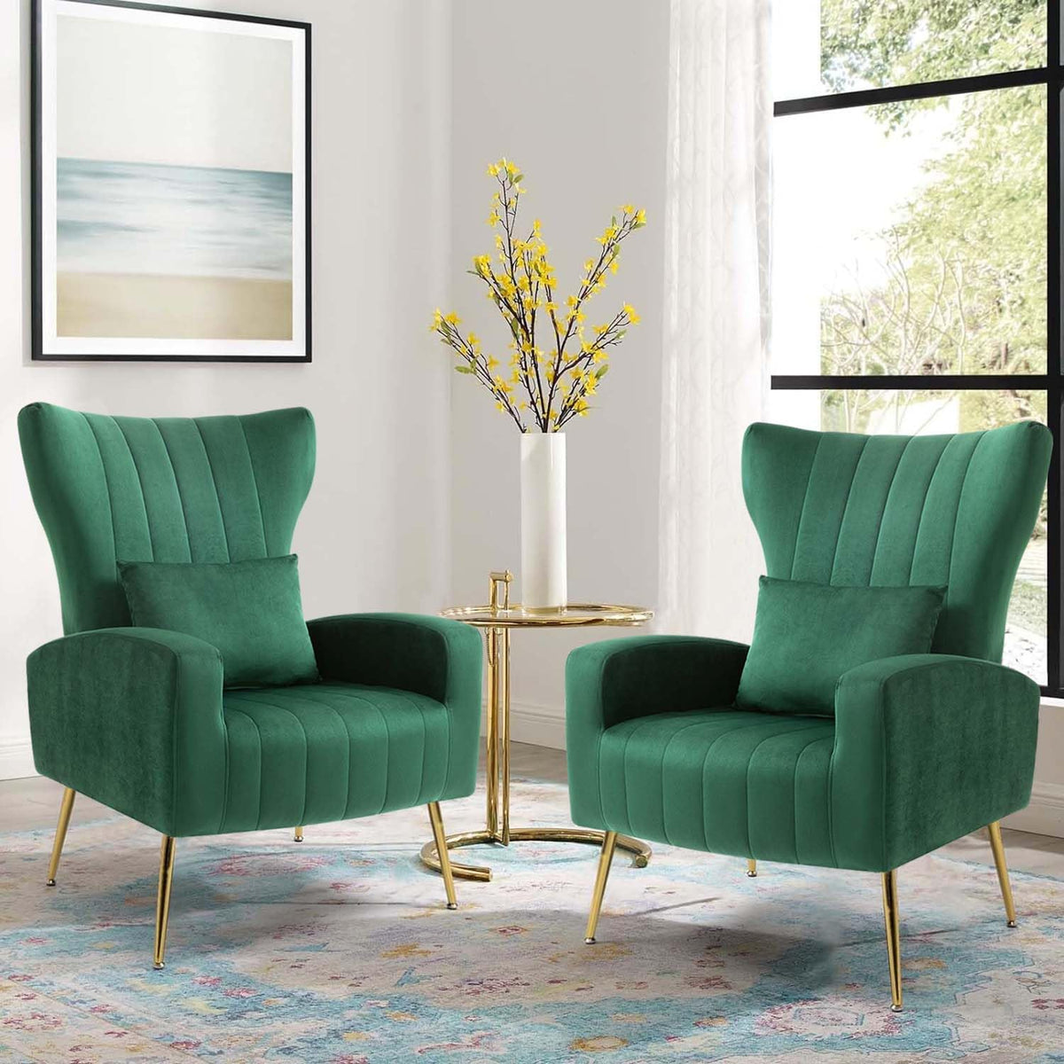 Velvet Accent Chairs Set of 2 Green N582753