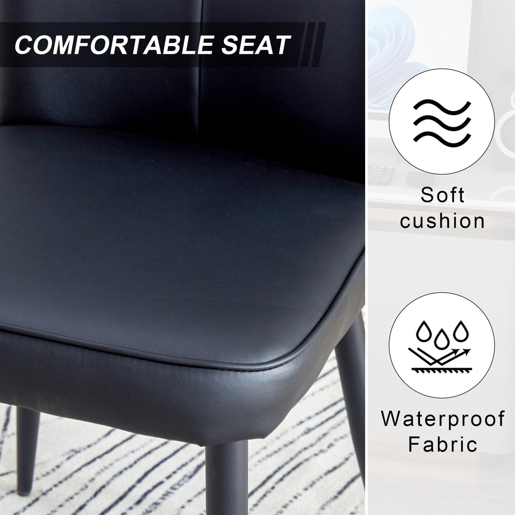 Black Faux PU Leather Dining Chairs Set of 4 D673