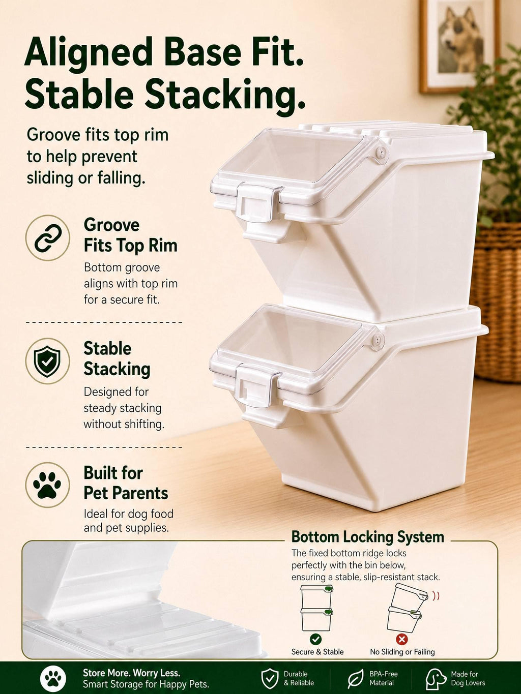 3 Pack Dog Food Storage Container with Scoop V74471