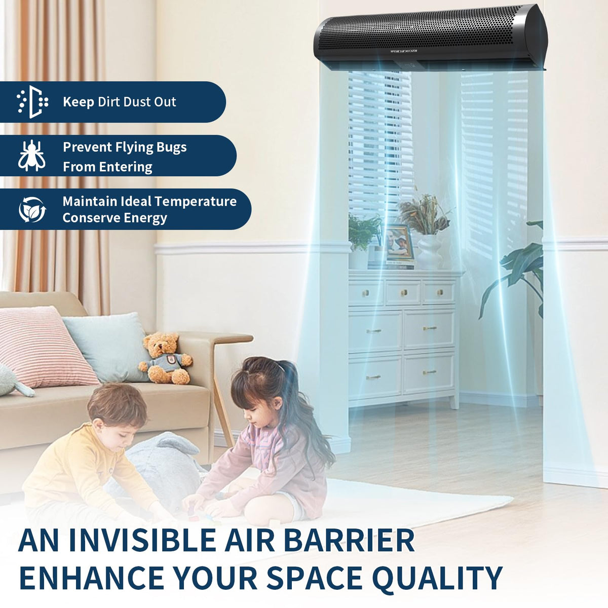 36 Inch Matte Black Wall Mounted Air Curtain O45423