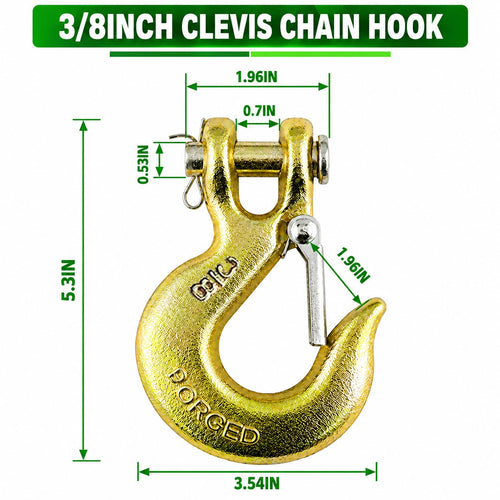 3/8" Chain Hooks, 2-Pack Heavy-Duty Clevis Slip Hook P35400