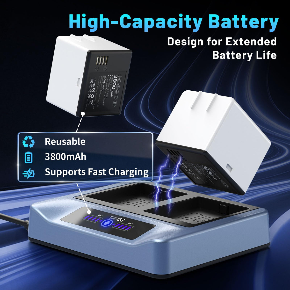 3800mAh Rechargeable Lithium Battery with Charger Station R13629