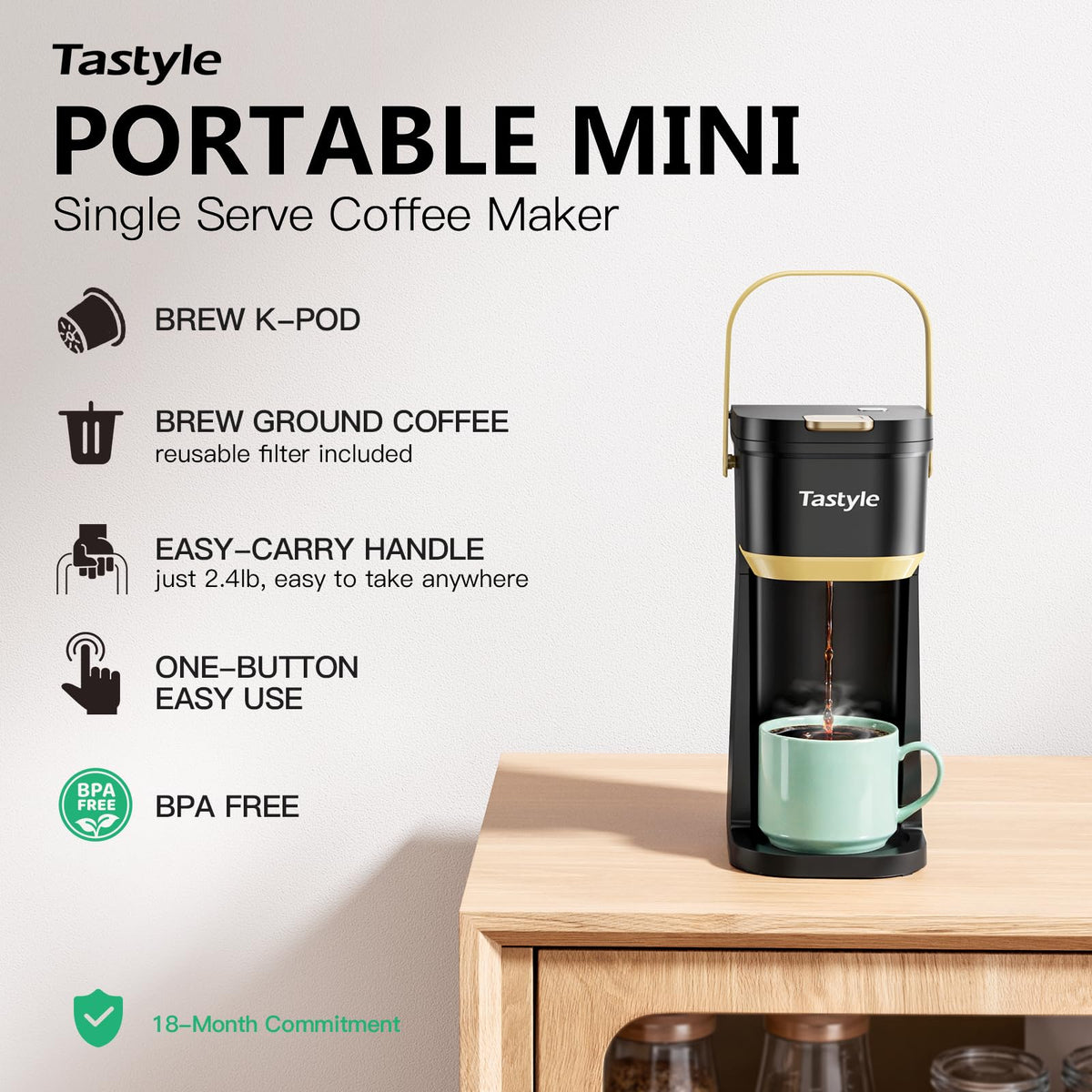Mini Single Serve Coffee Maker with 30 Descaler Tablets W377248