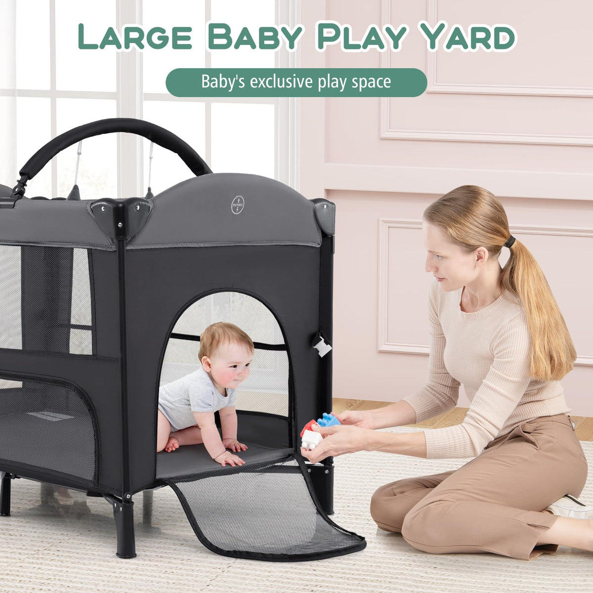 4 in 1 Pack and Play, Baby Bassinet, Bedside Sleeper, Diaper Changer D79502