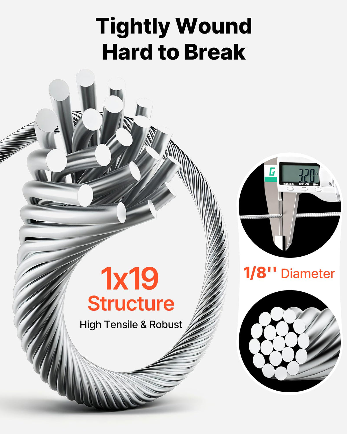 1/8 Inch 316 Stainless Steel Wire Rope M8166