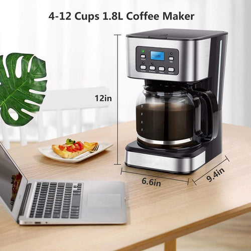 12 Cup Programmable Drip Coffee Maker with Glass Carafe I688