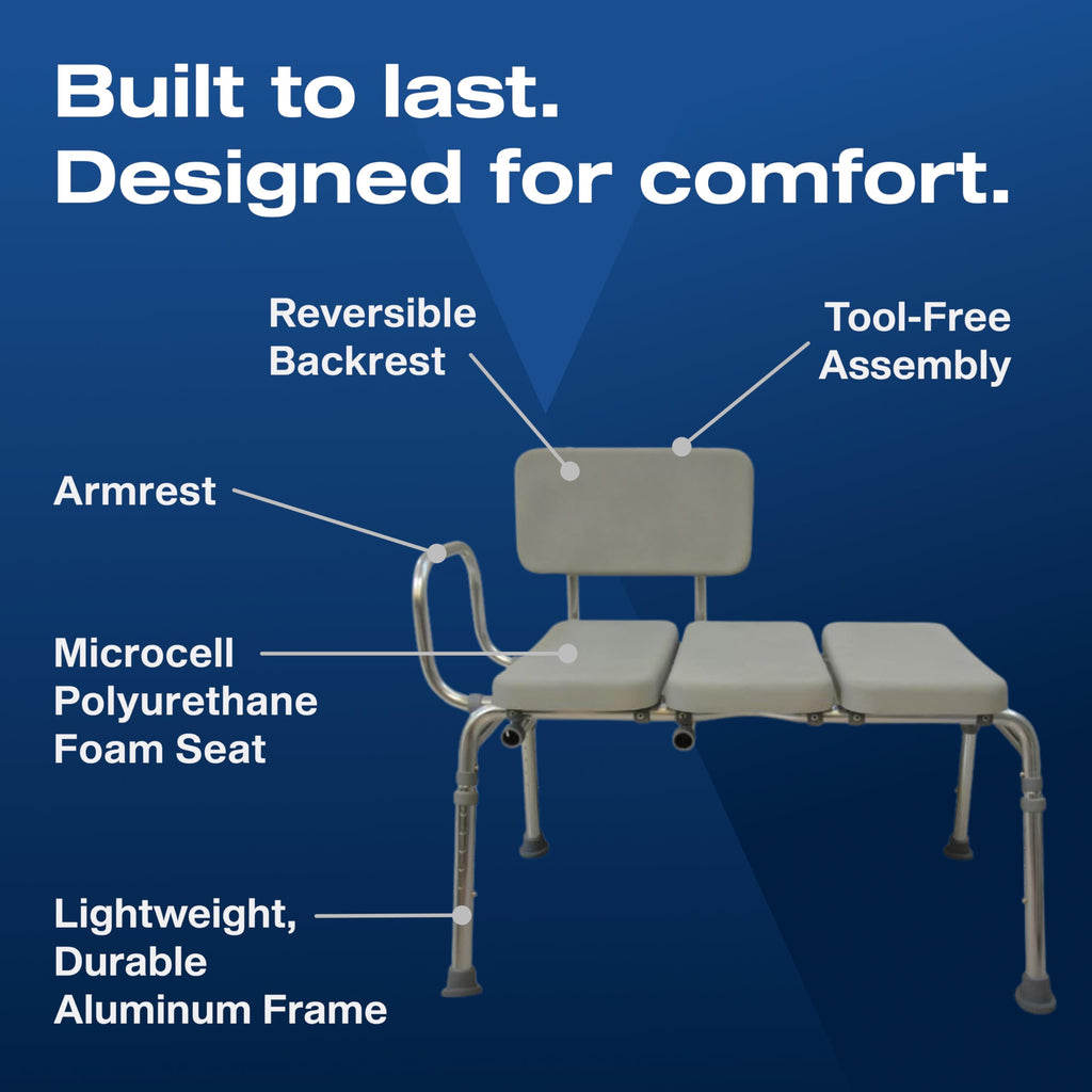 Padded Transfer Bench 300 lbs Capacity Height Adjustable T4095