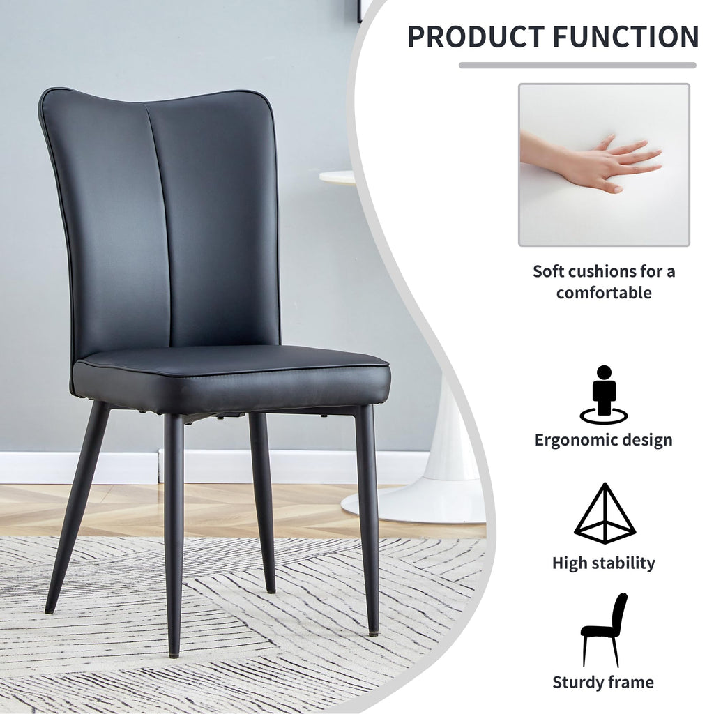 Black Faux PU Leather Dining Chairs Set of 4 D673