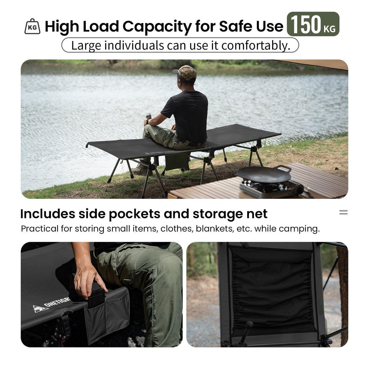 Height Adjustable Folding Camping Cot B4516