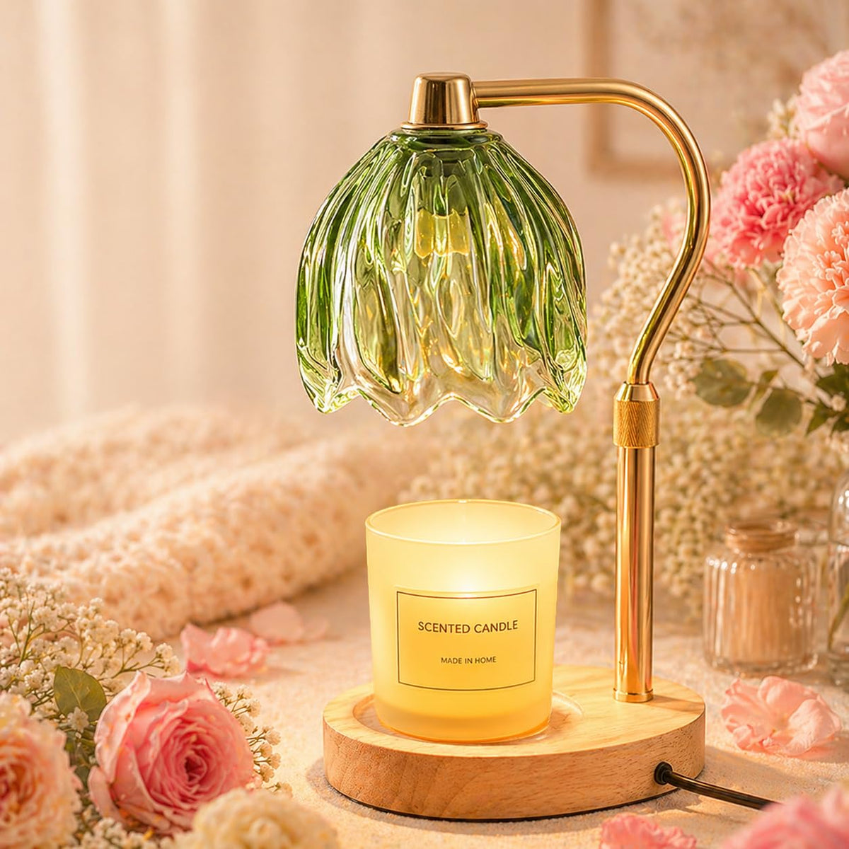 Green Dimmable Candle Warmer Lamp with Timer D2512