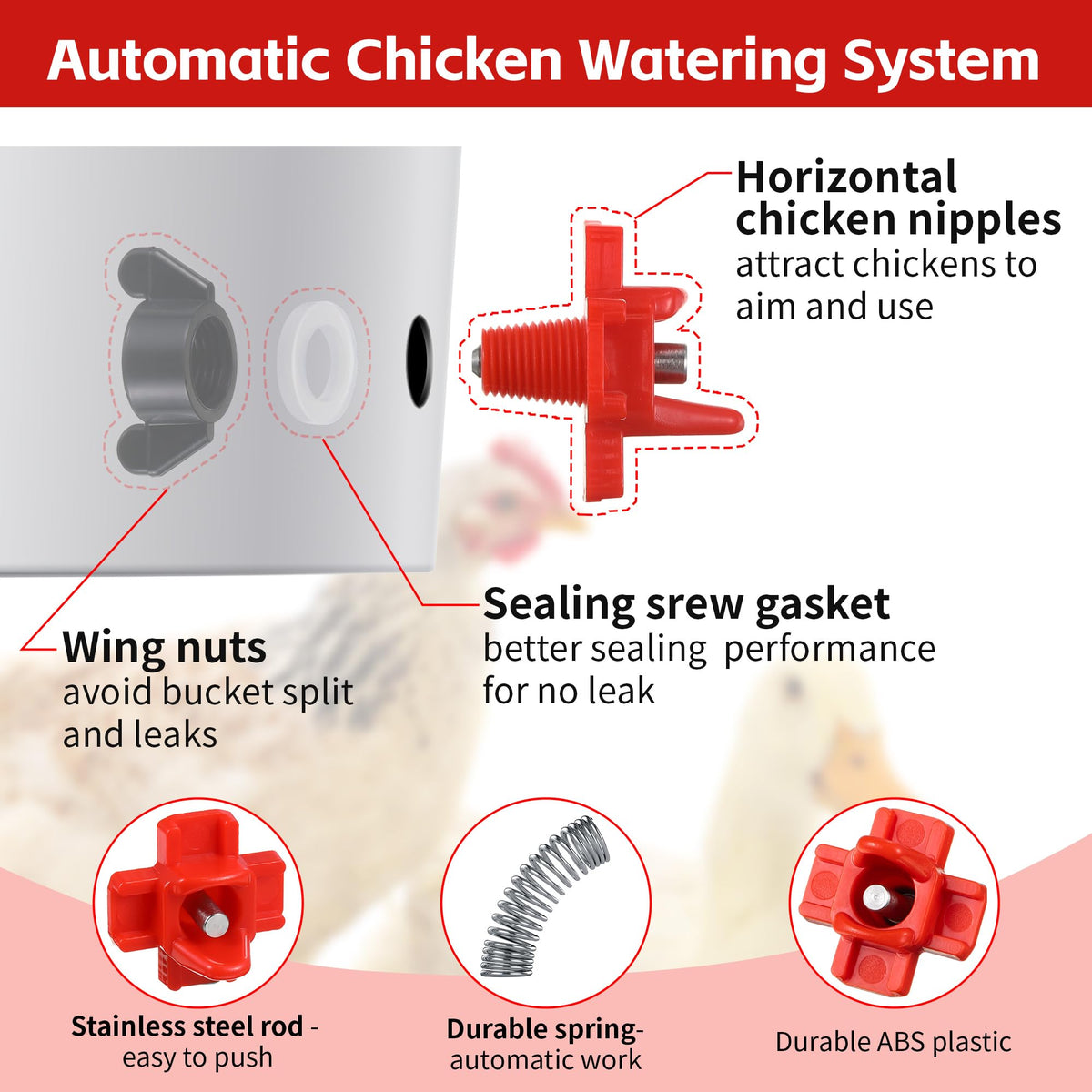 12 Pcs Horizontal Chicken Waterer Nipples with Drill Bit Q9544