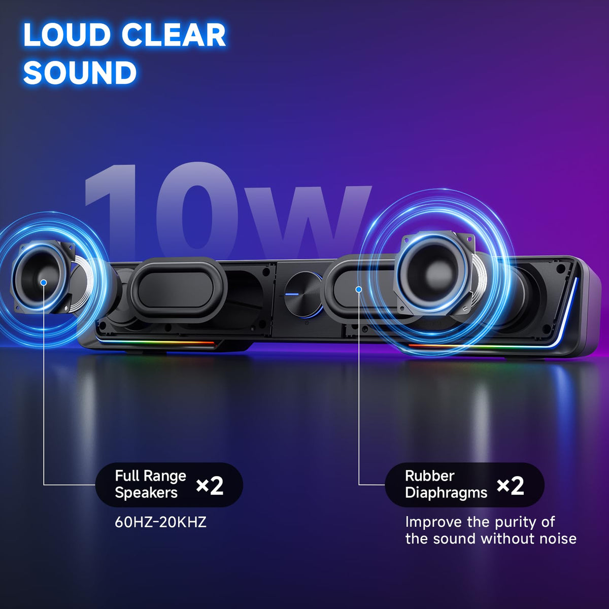 Bluetooth Computer Speakers with LED Light J1307