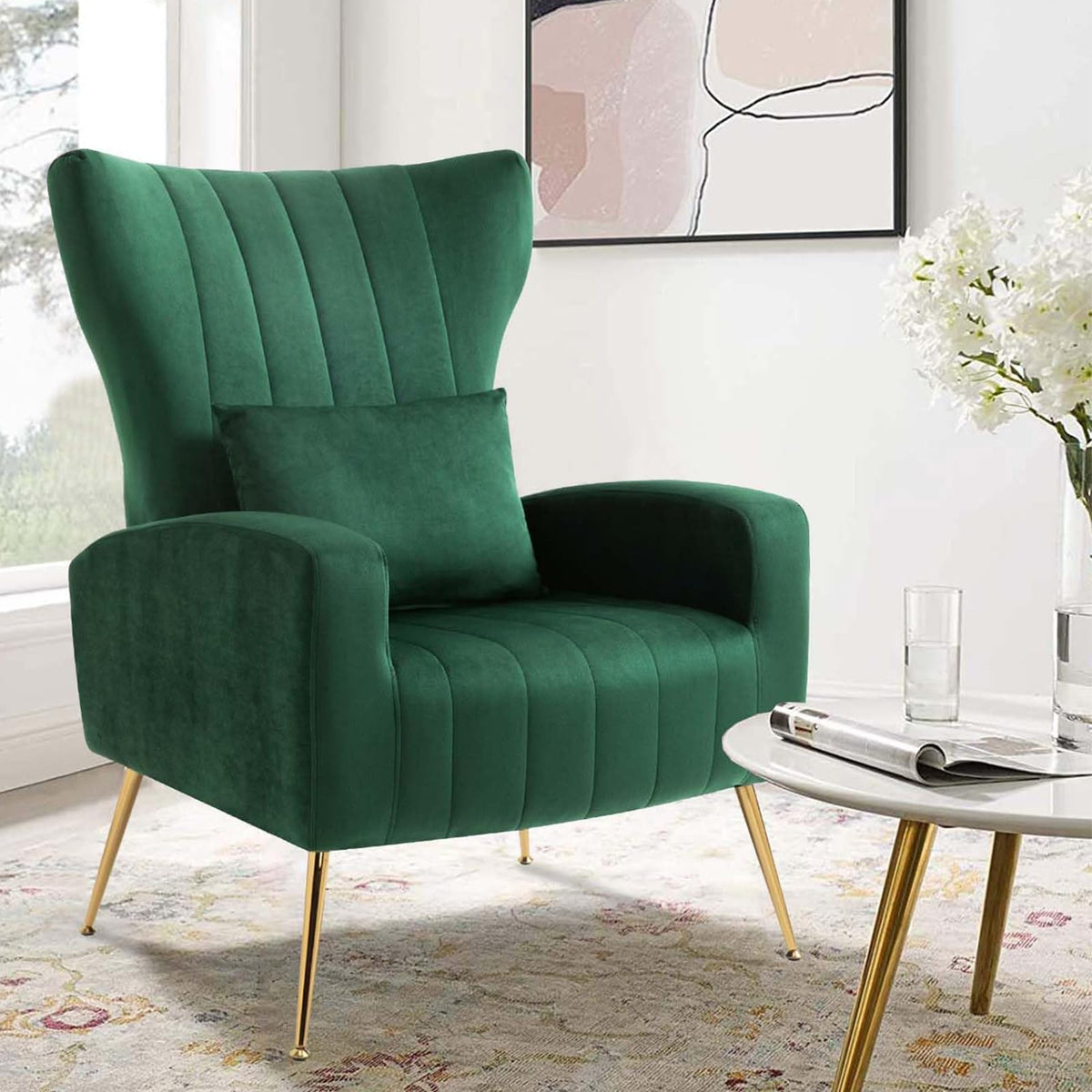 Velvet Accent Chairs Set of 2 Green N582753