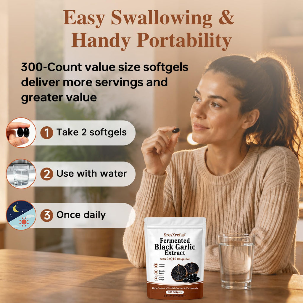 Black Garlic Extract with CoQ10, 300 Softgels H335