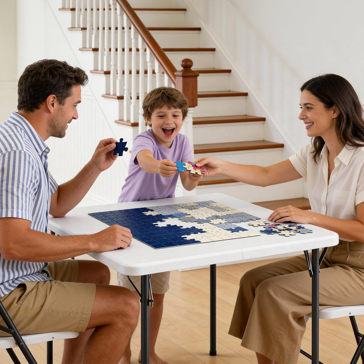 Folding Table, 36 Inch Square Foldable Card Table with Carrying Handle H51731