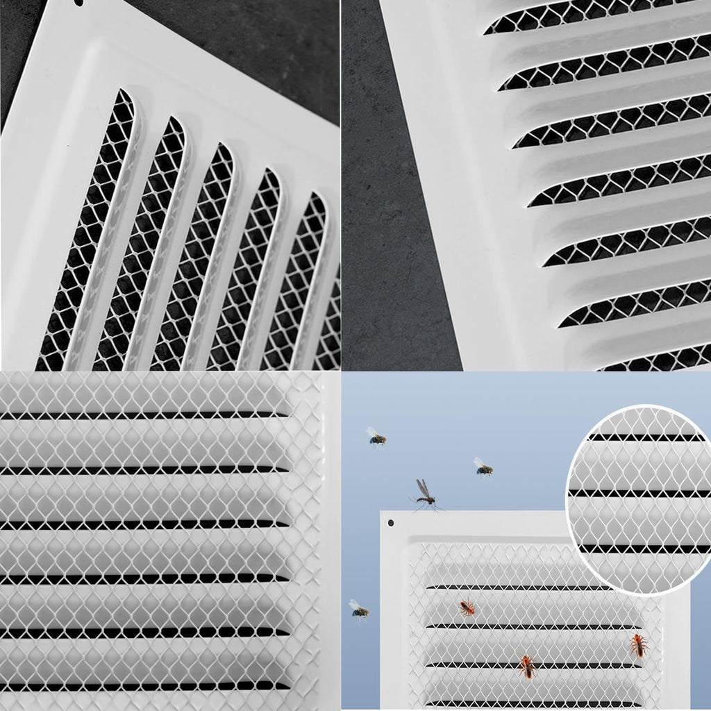 2pcs White 6" x 6" Aluminum Square Vent with Insect Screen J3398