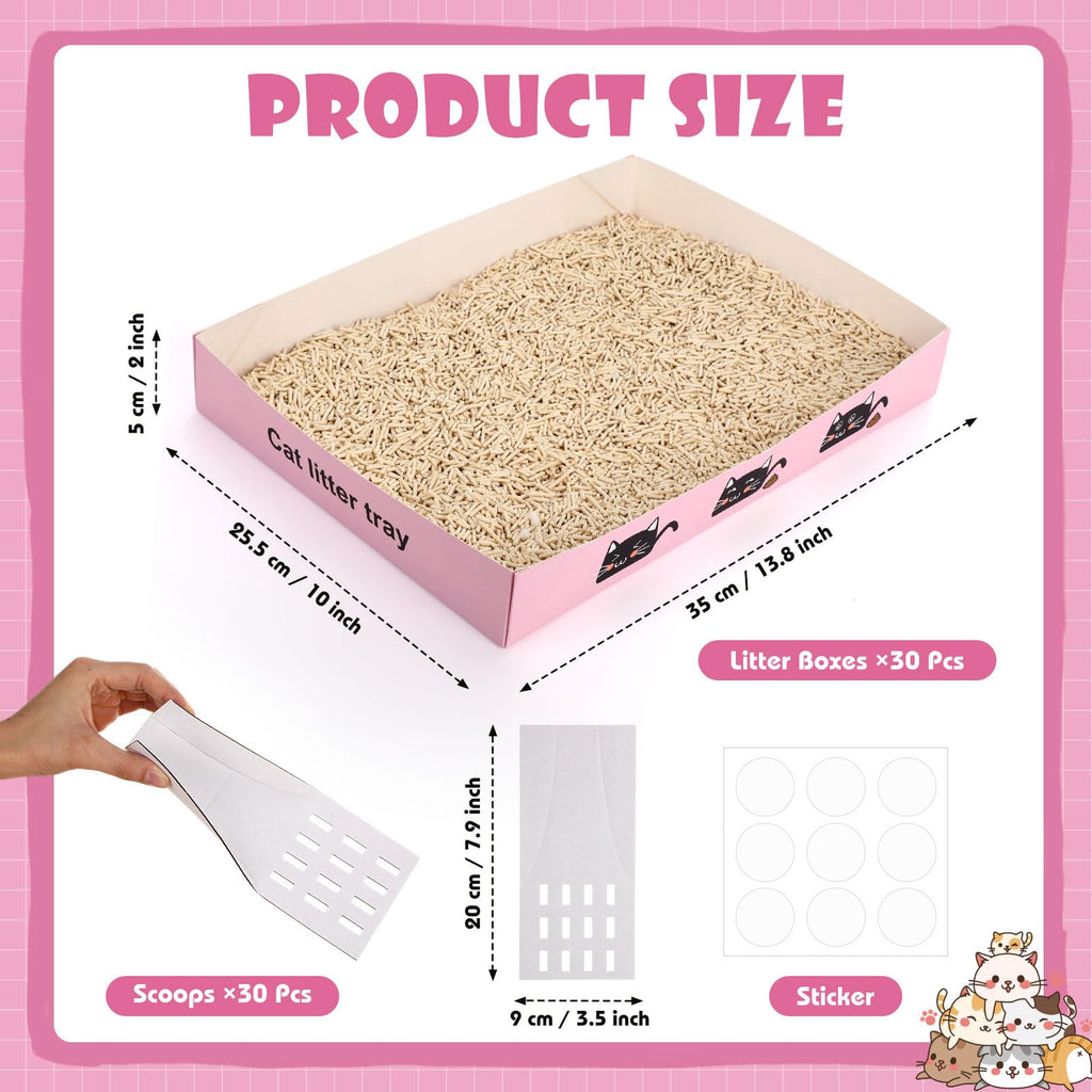 60 Pcs Disposable Cat Litter Boxes with Scoops G645776