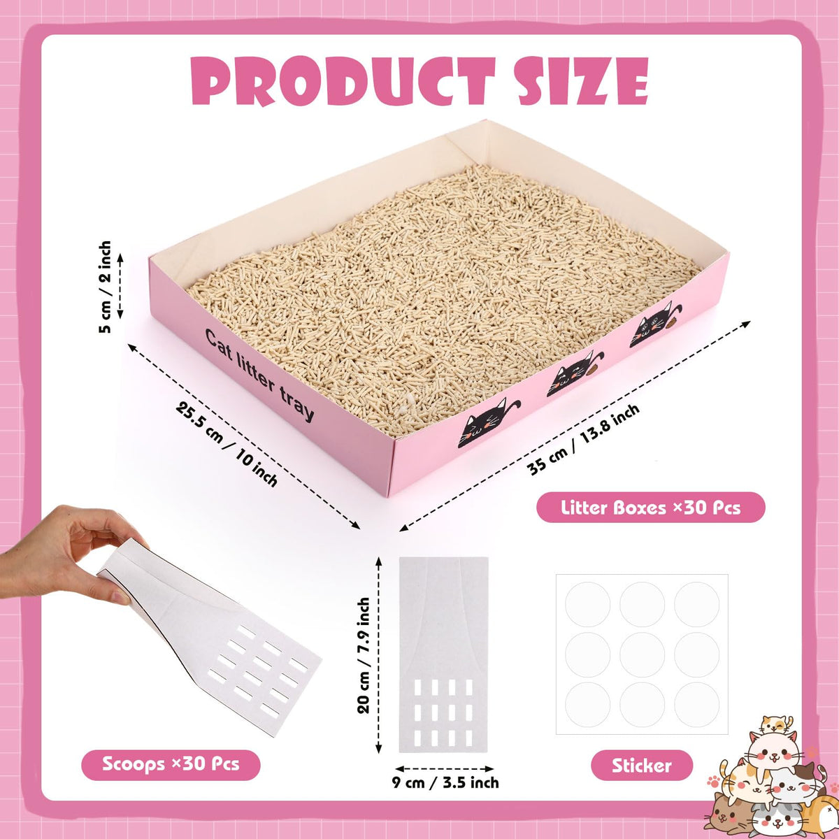 60 Pcs Disposable Cat Litter Boxes with Scoops G645776