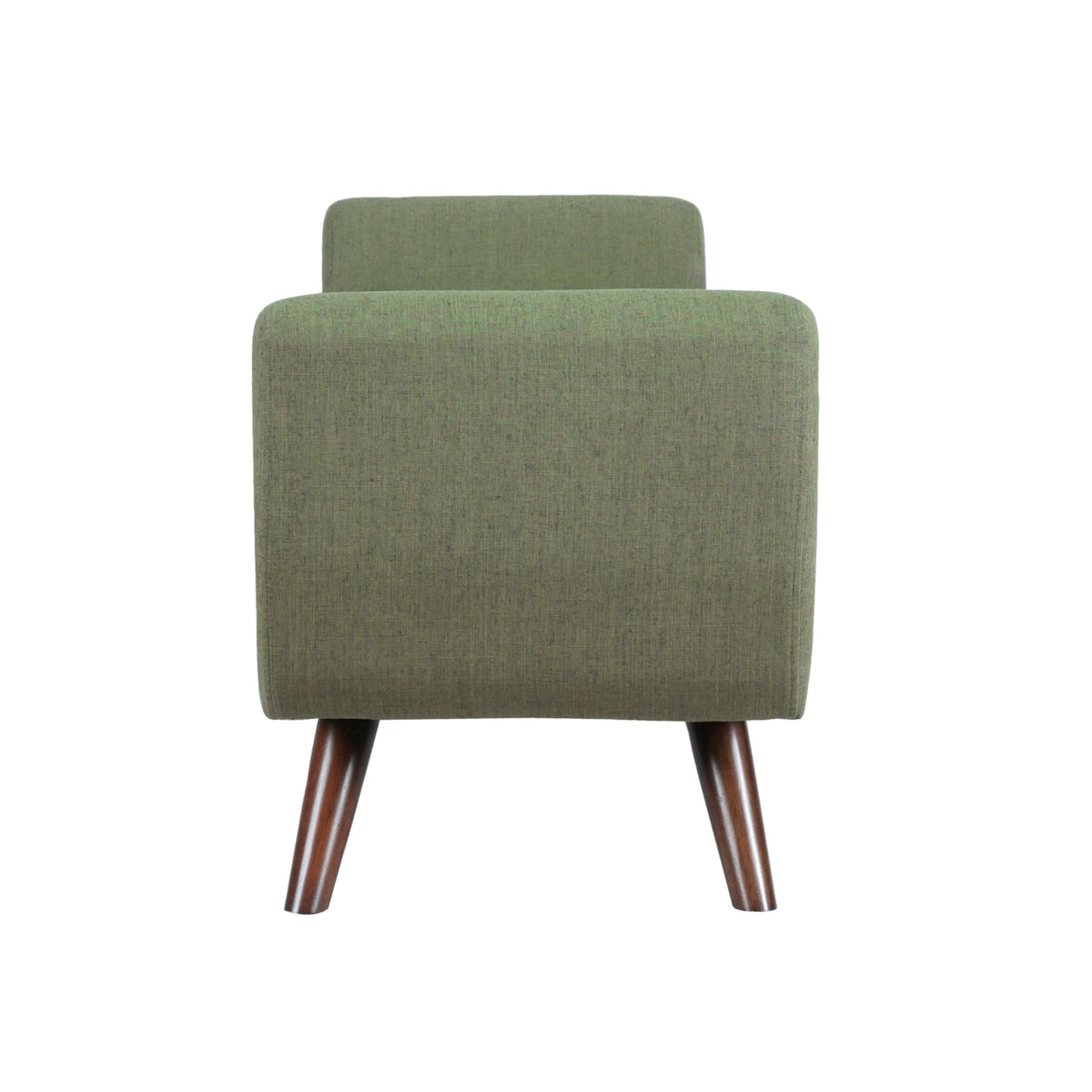 Olive Green Woven Storage Bench with Wood Legs C23363