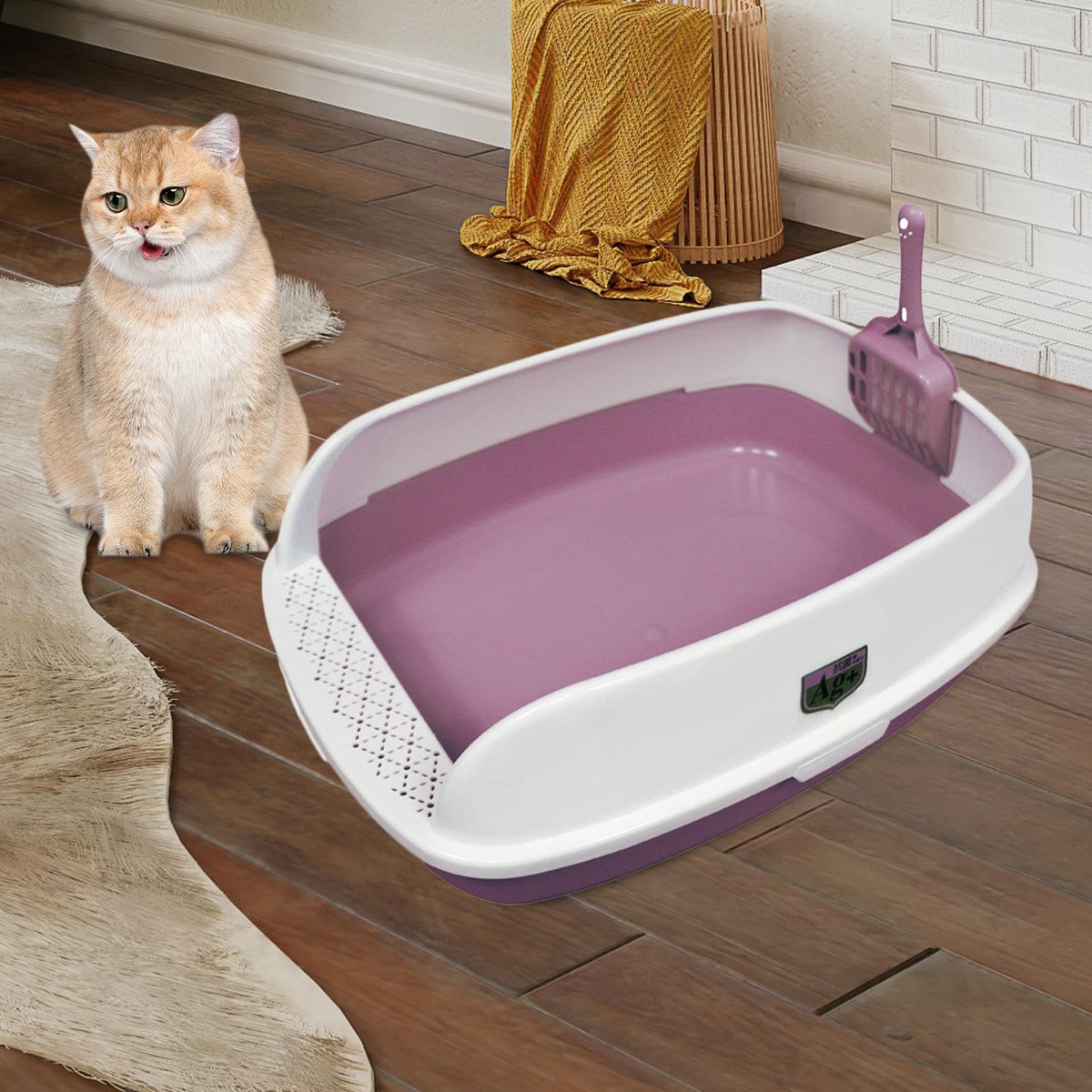 Pink Semi Enclosed Cat Litter Box G71327