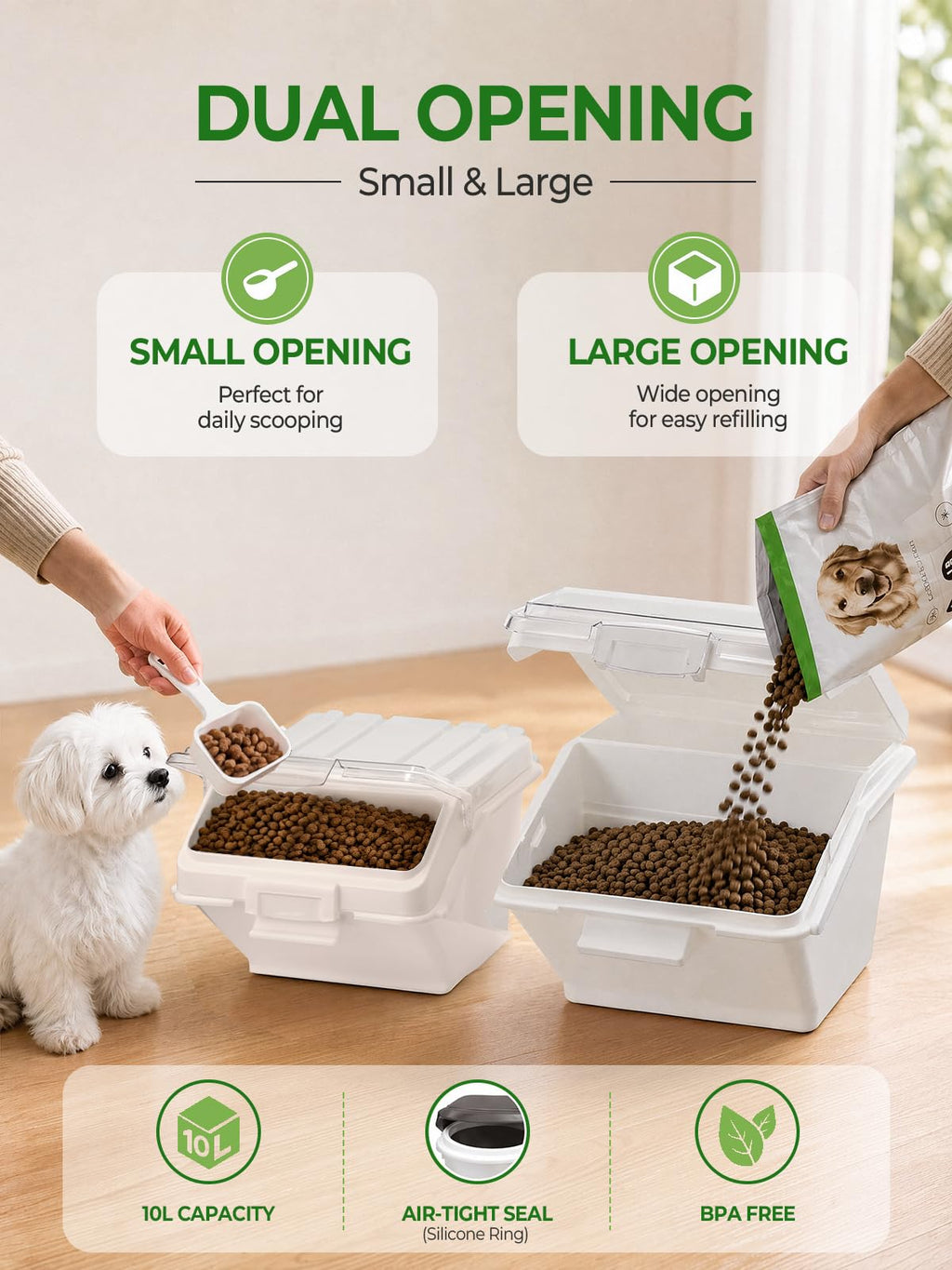 3 Pack Dog Food Storage Container with Scoop V74471