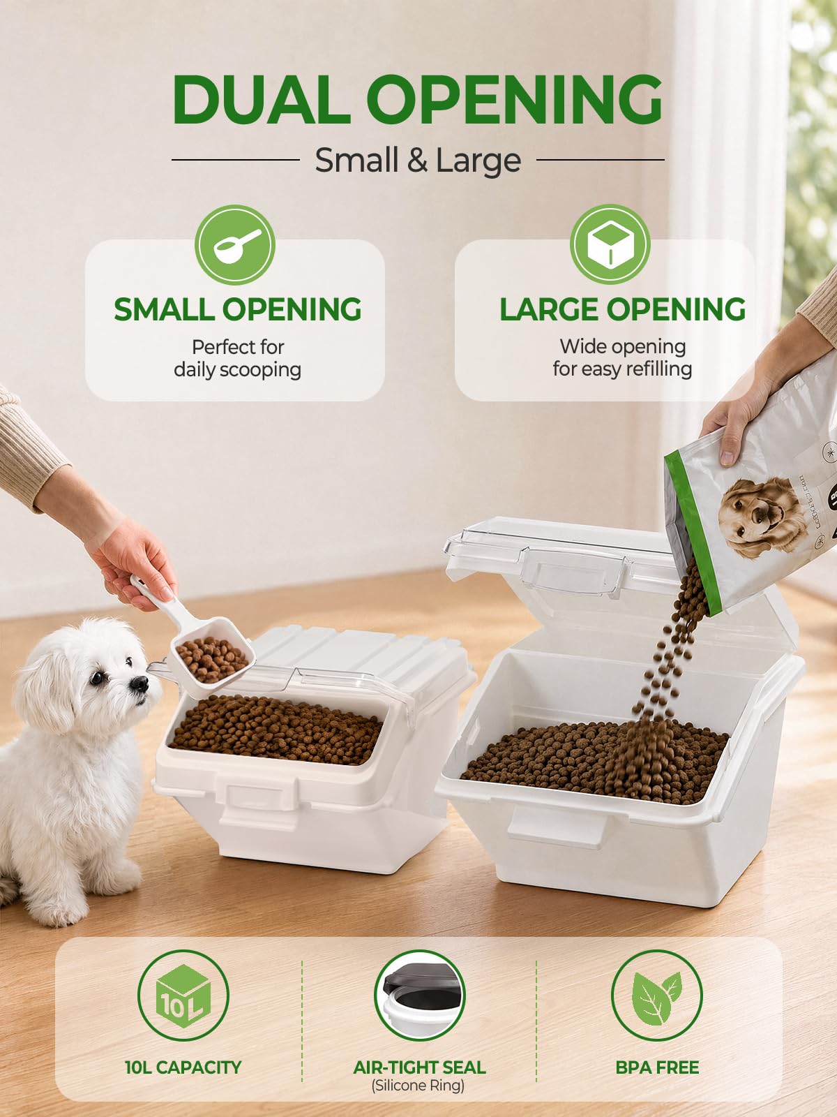 3 Pack Dog Food Storage Container with Scoop V74471