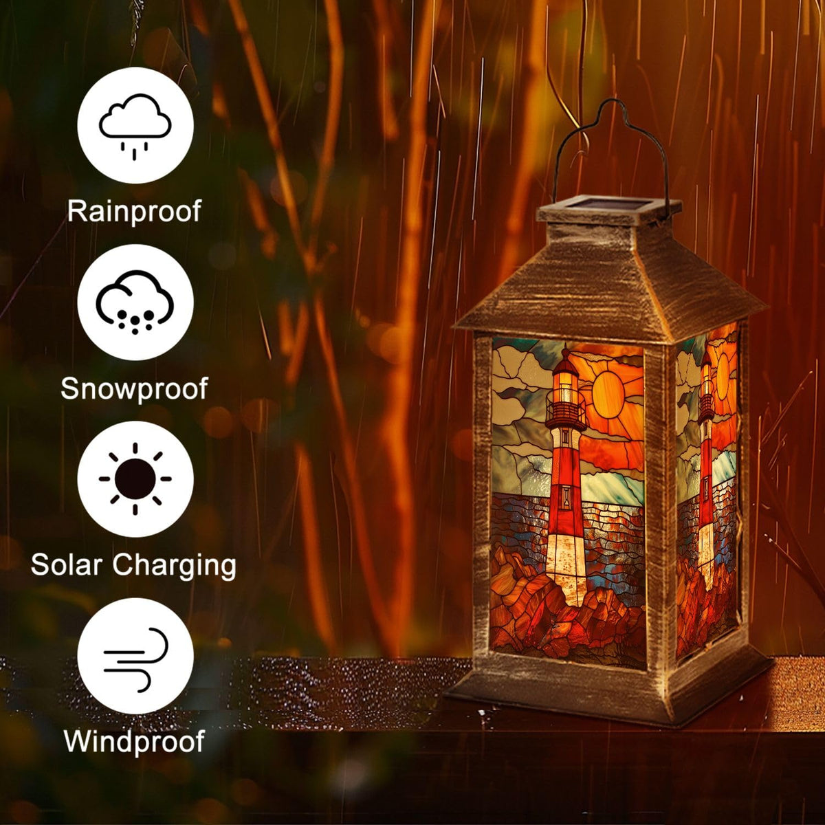 Solar Powered Waterproof Hanging Lantern B631311