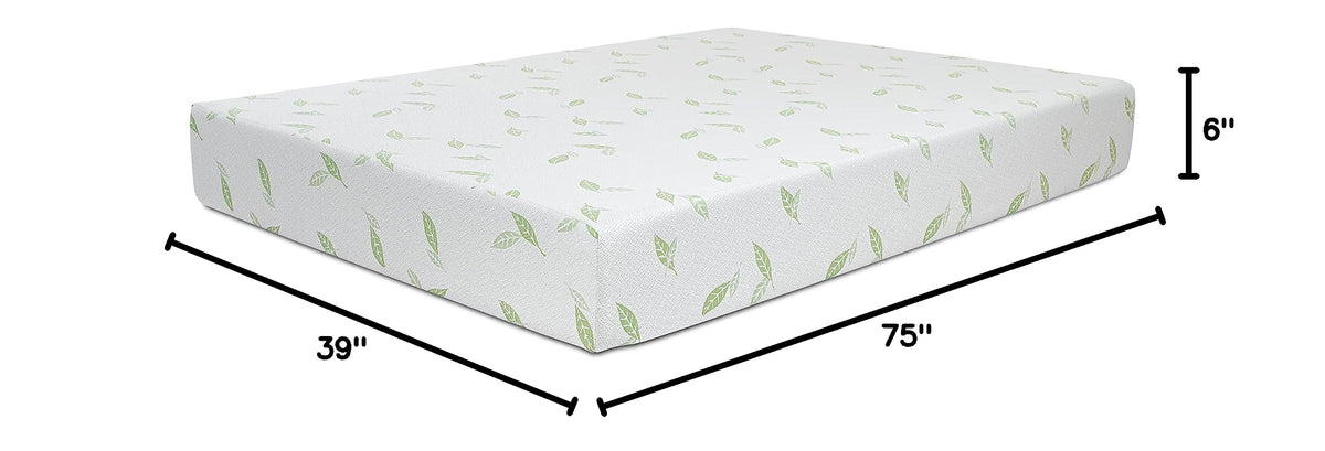 Twin Size 6 Inch Green Tea Memory Foam Mattress C8190