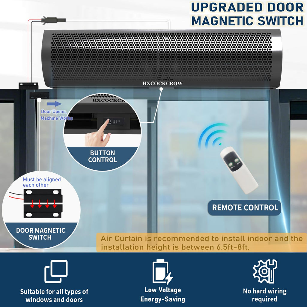 36 Inch Matte Black Wall Mounted Air Curtain O45423