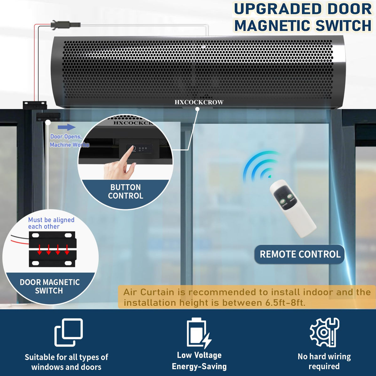 36 Inch Matte Black Wall Mounted Air Curtain O45423
