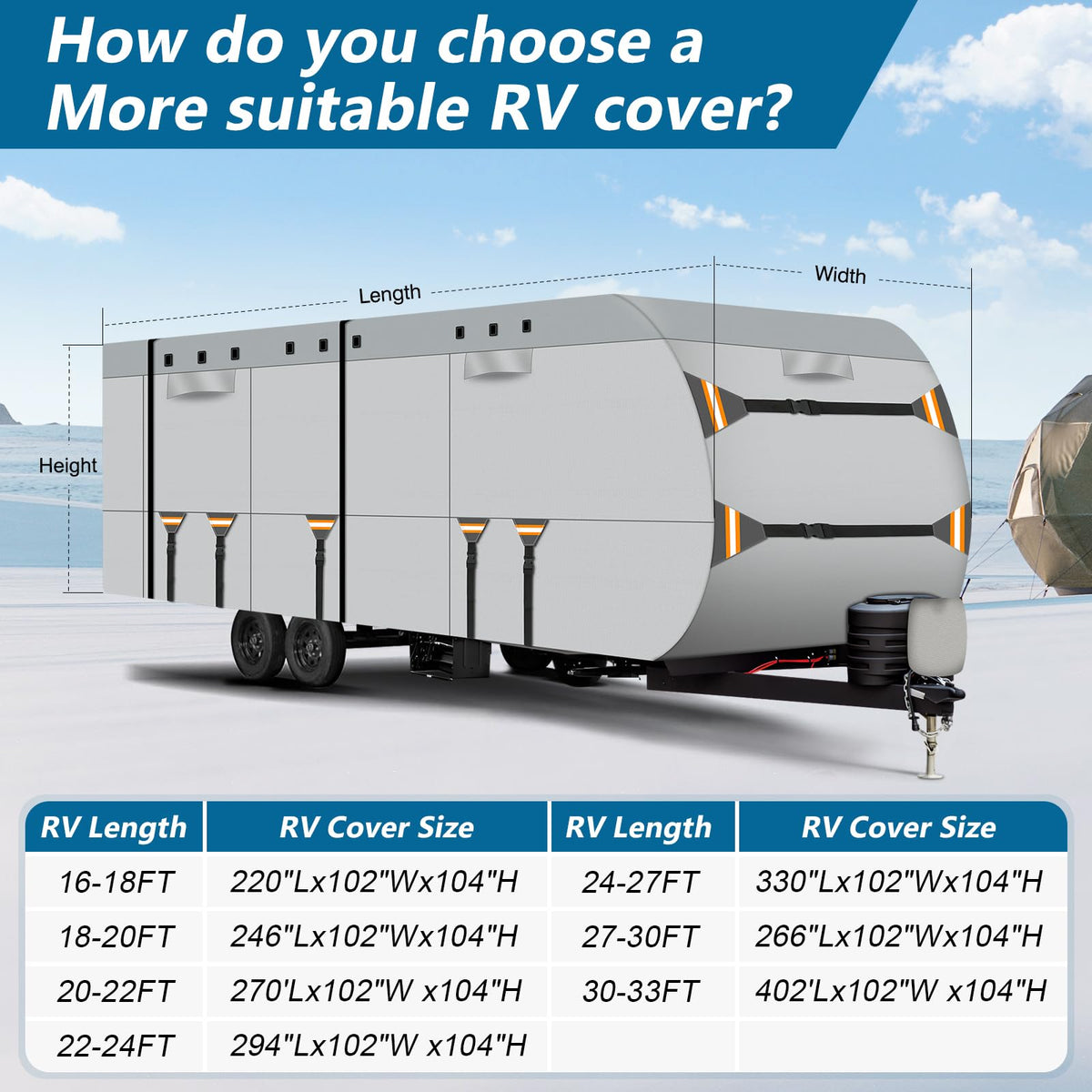 22-24 ft 500D Oxford Waterproof Travel Trailer Cover Z95962