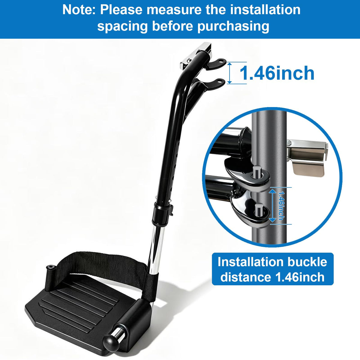 Black Wheelchair Footrest Replacement with Heel Loop Z244