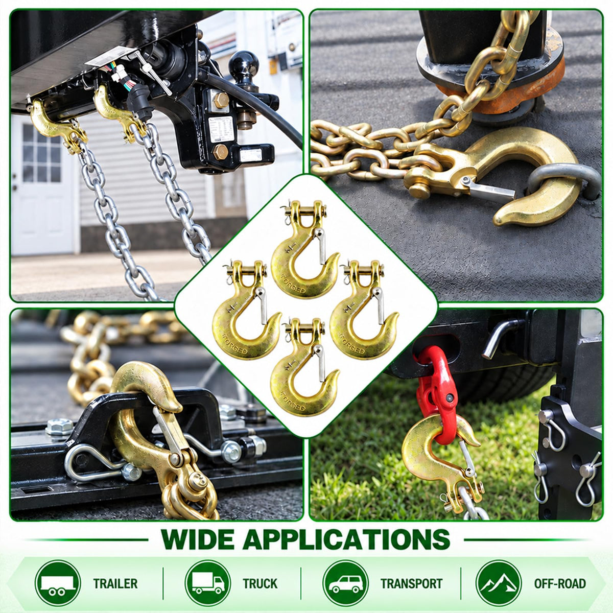 3/8" Chain Hooks, 2-Pack Heavy-Duty Clevis Slip Hook P35400