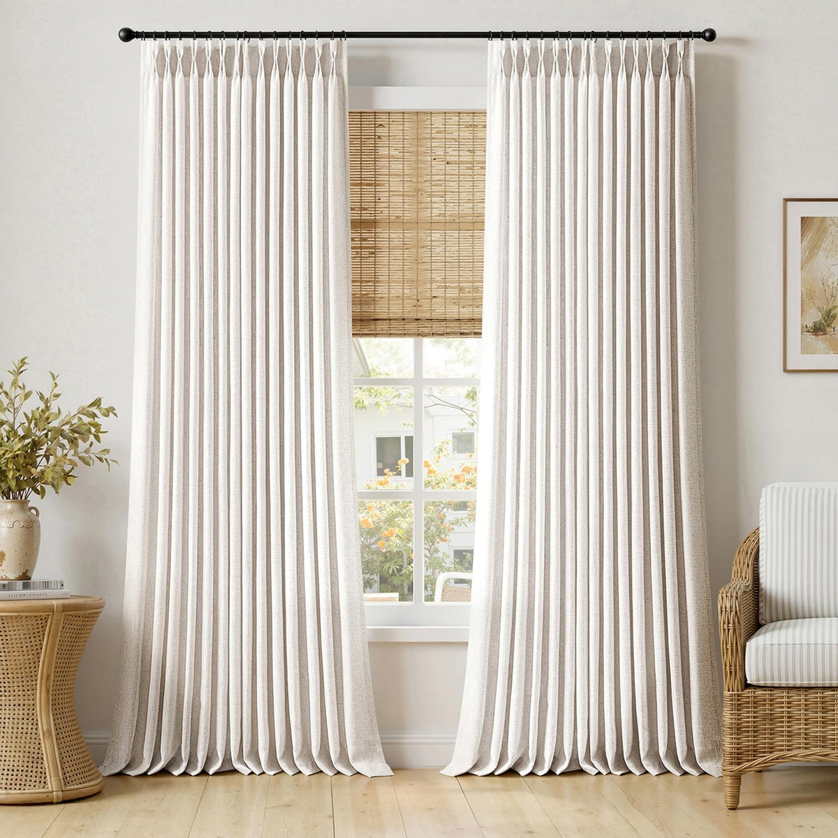 120 Inches Long 2 Panels Linen Curtains F6444