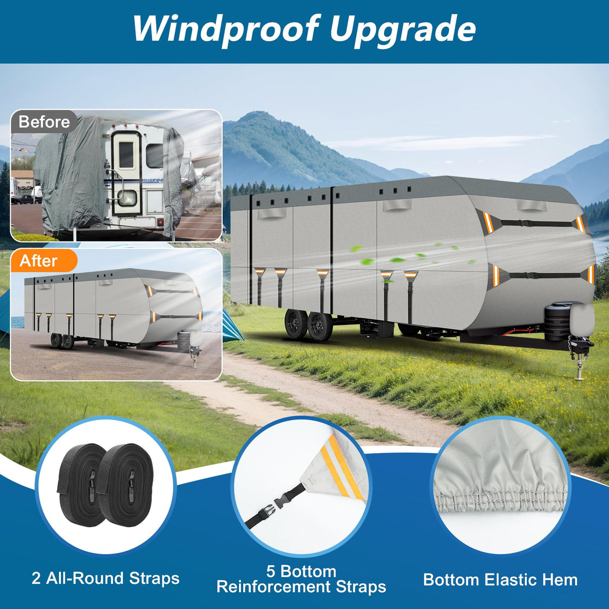 22-24 ft 500D Oxford Waterproof Travel Trailer Cover Z95962