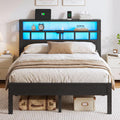 Full Size Bed Frame with Charging Station and LED G48389