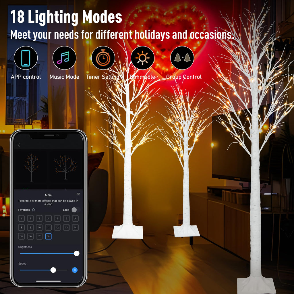 Lighted Birch Trees 4FT 5FT 6FT N460