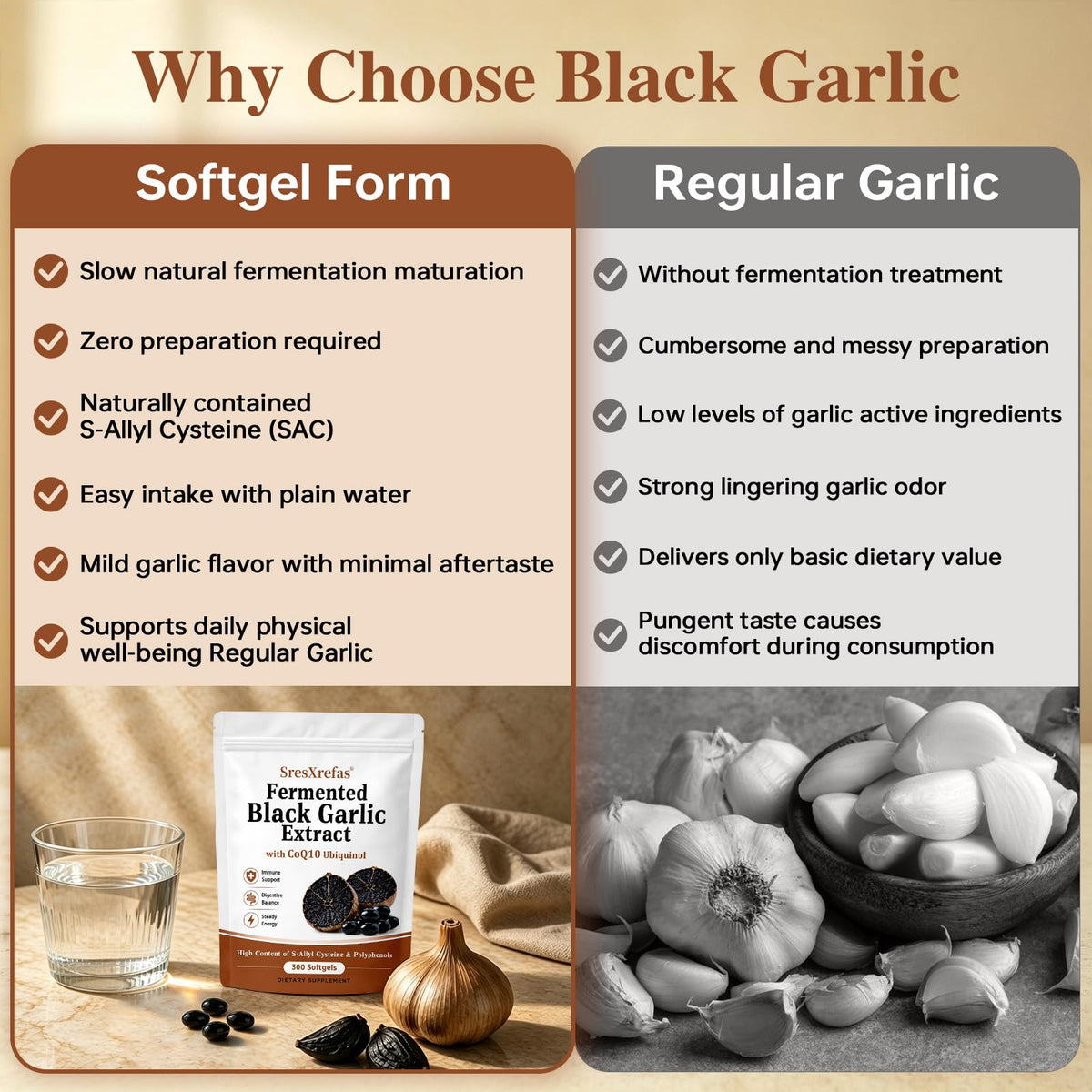 Black Garlic Extract with CoQ10, 300 Softgels H335