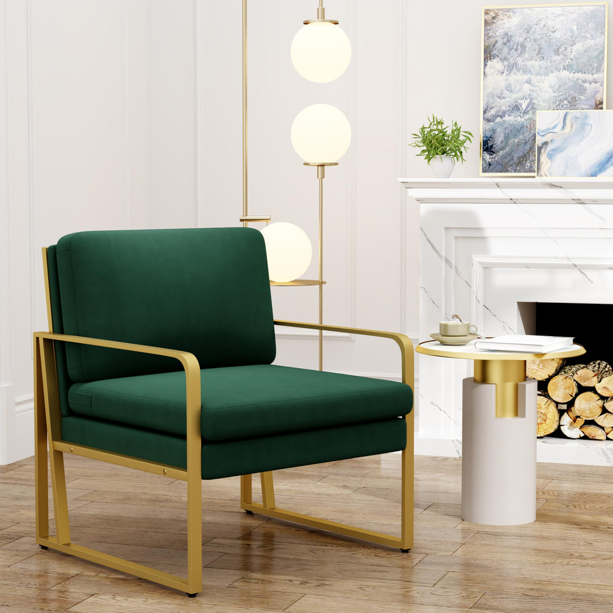 Velvet Accent Chair Set of 2 Green T1491