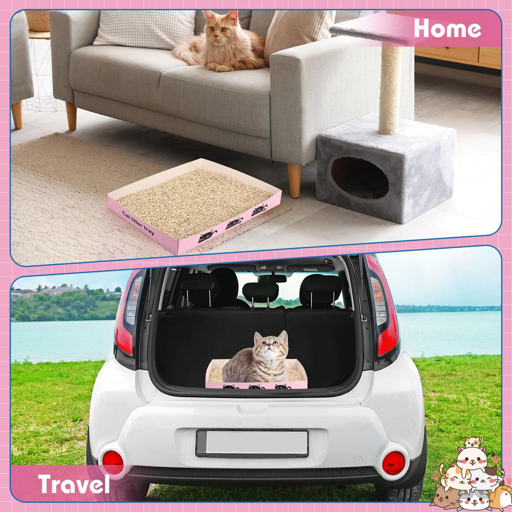 60 Pcs Disposable Cat Litter Boxes with Scoops G645776
