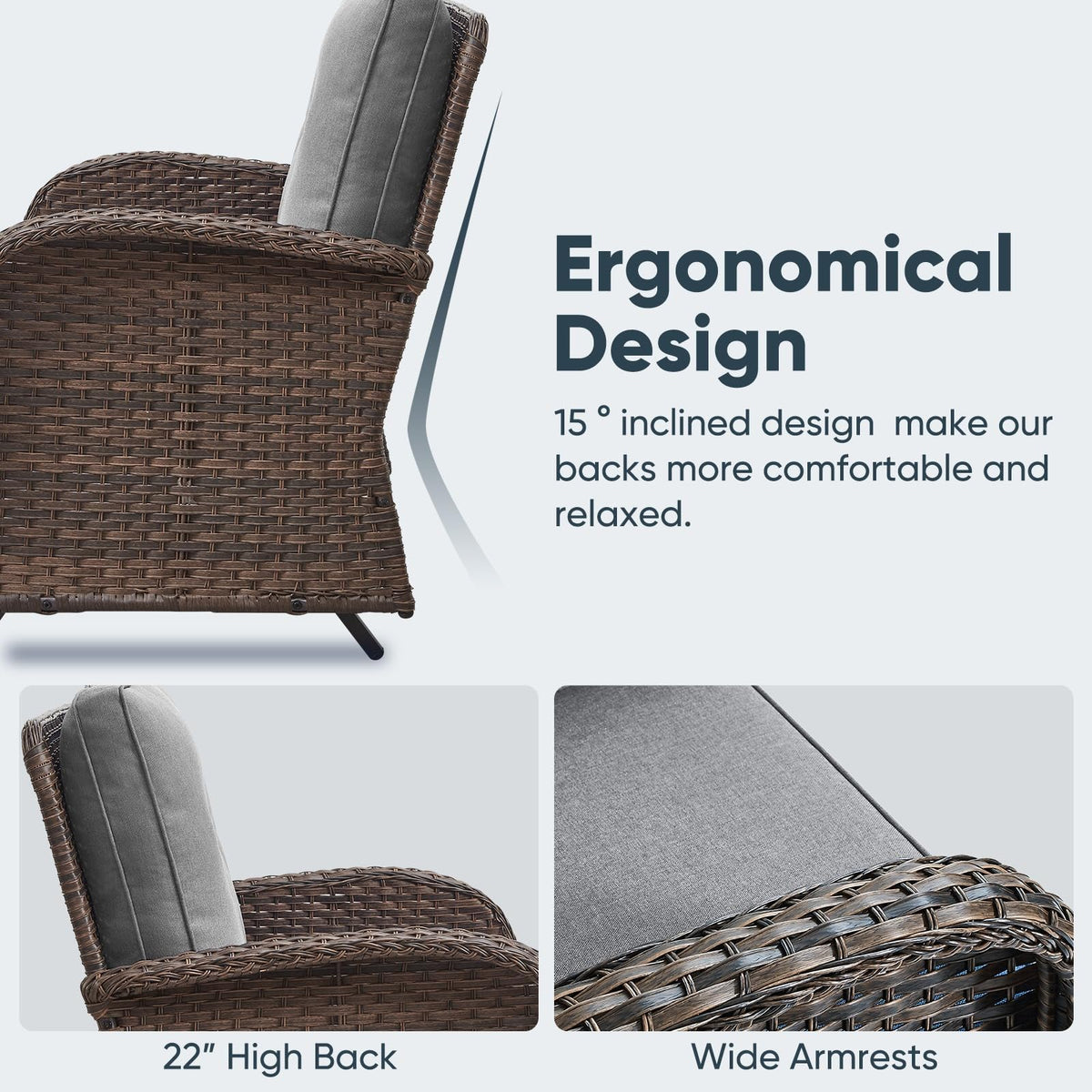 Brown 2 Seater Wicker Outdoor Glider Bench W206