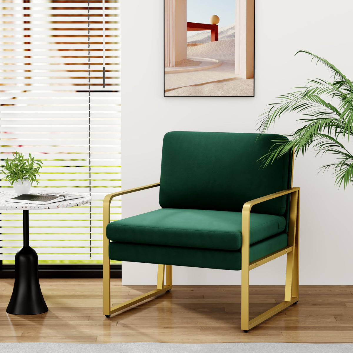 Velvet Accent Chair Set of 2 Green T1491