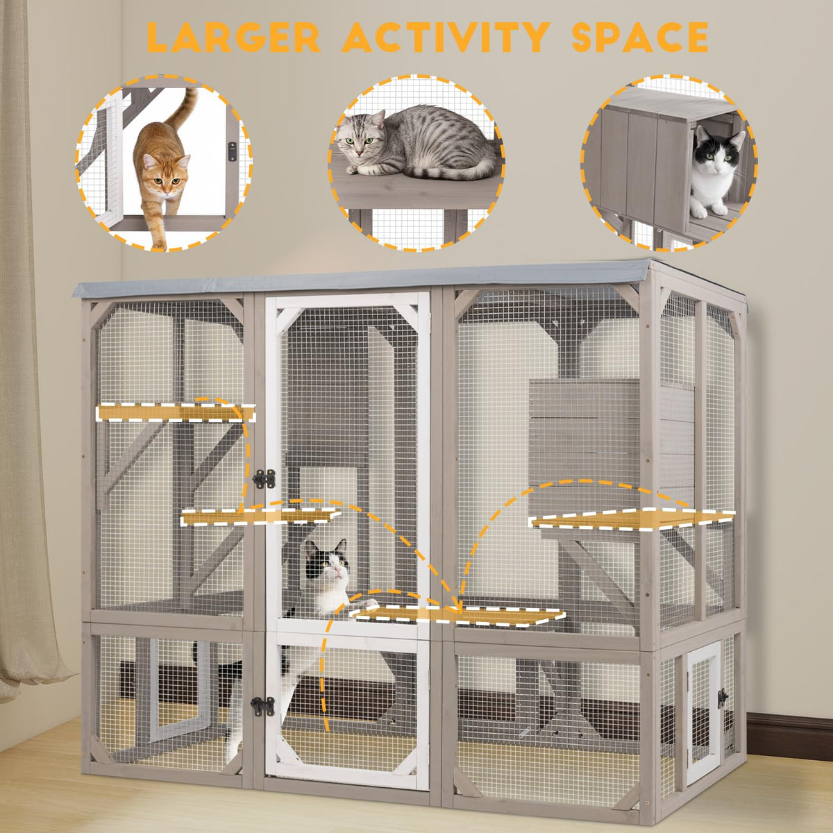 Wooden Catio with 4 Platforms I76551